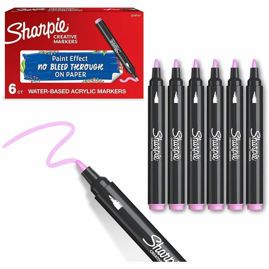 Sharpie Creative Markers, Pink, Bleed Resistant Ink, 6 / Box, SAN2218121