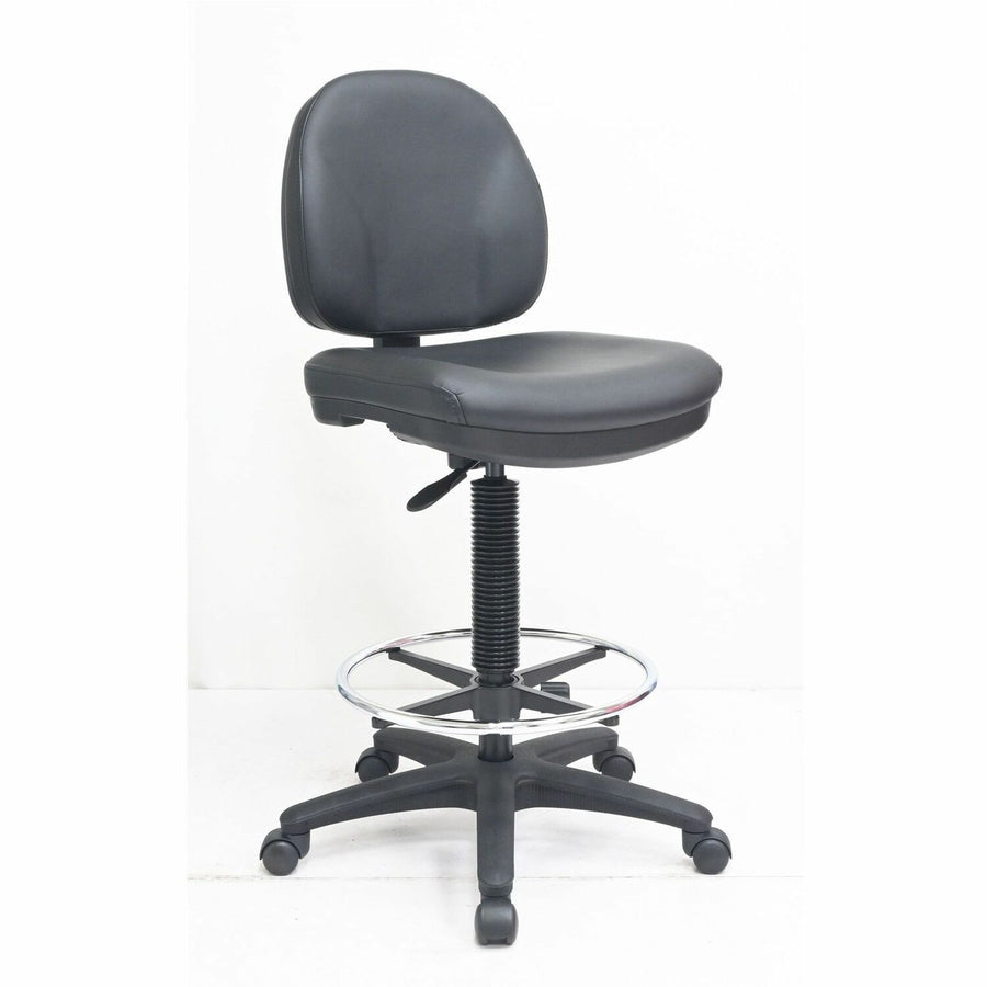 Lorell Millenia Series Adjustable Task Stool with Back, 24.2" x 44", Black, Plastic, Antimicrobial, LLR80018