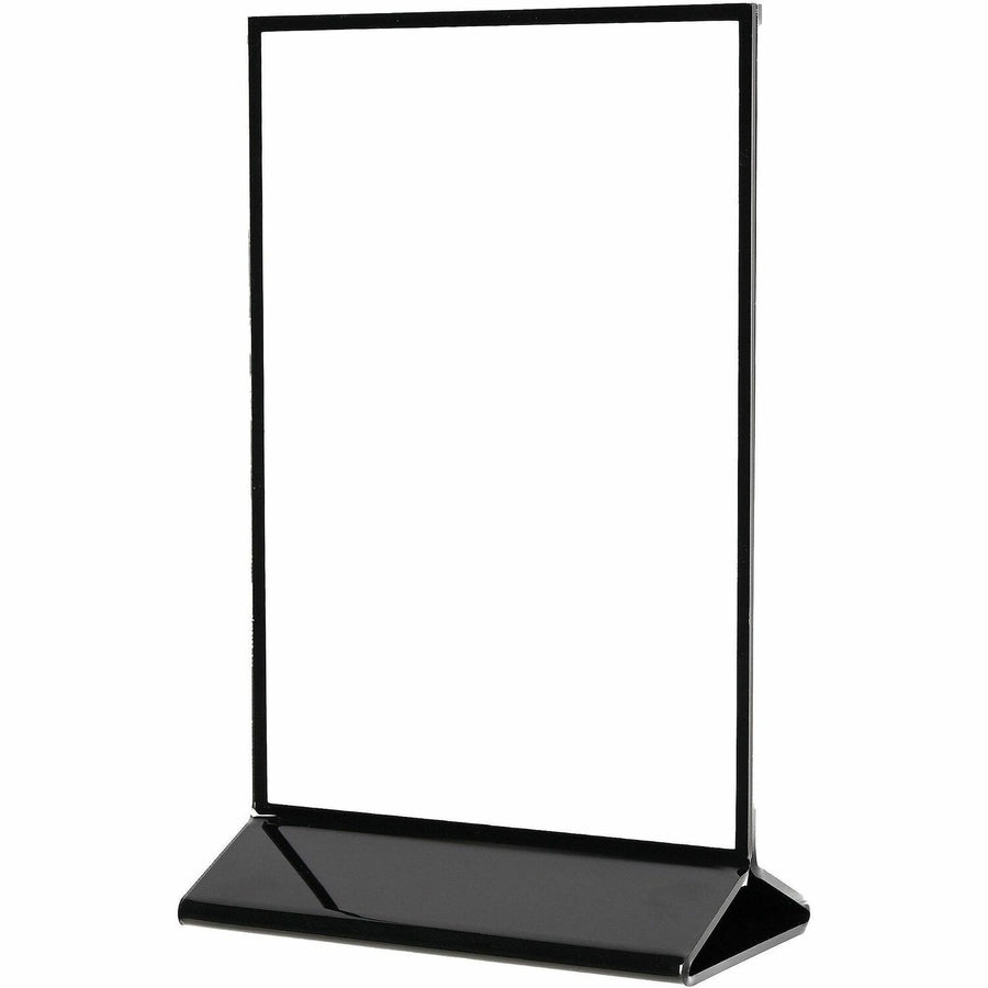 Deflecto Double-Sided Sign Holder w/Base, 4.3" x 7", Black, Polystyrene, DEF4428