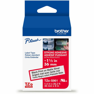 Brother P-touch Tze Label Tape, Matte Silver, 6EA/BX 4BX/CT — view 1