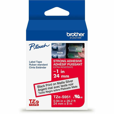 Brother P-touch Tze Label Tape, Matte Silver, BRTTZES951G