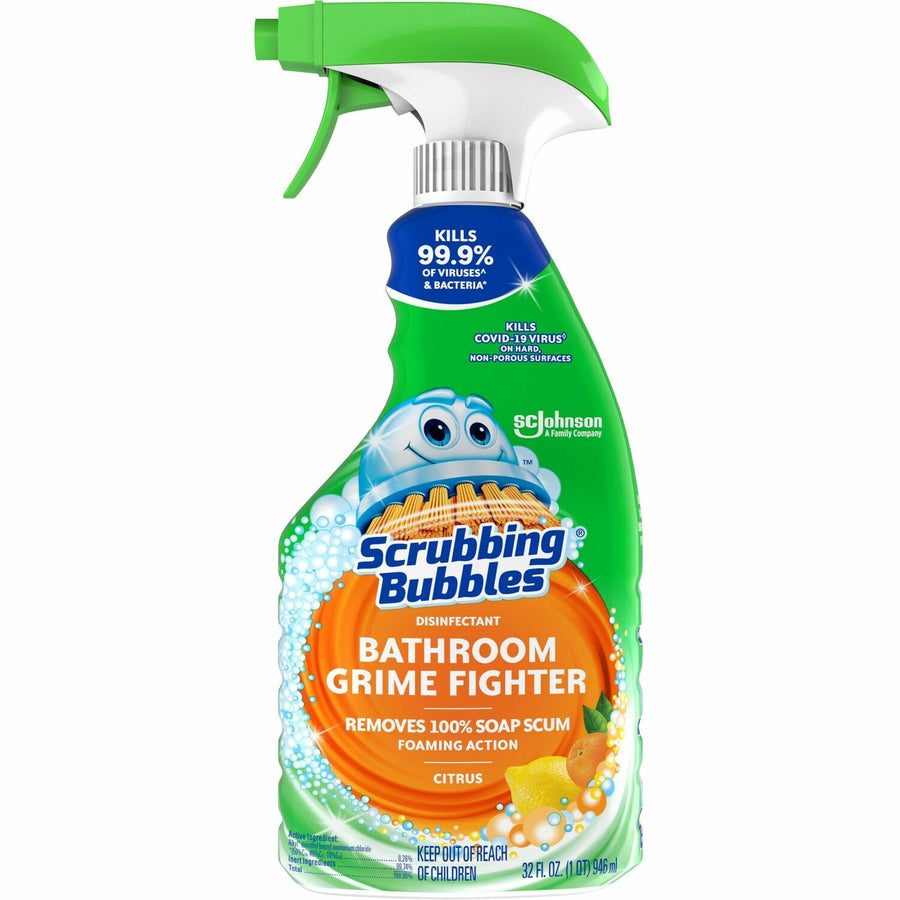 Scrubbing Bubbles® Grime Fighter Spray, Green, Pleasant Scent, 8 / Carton, SJN366078CT