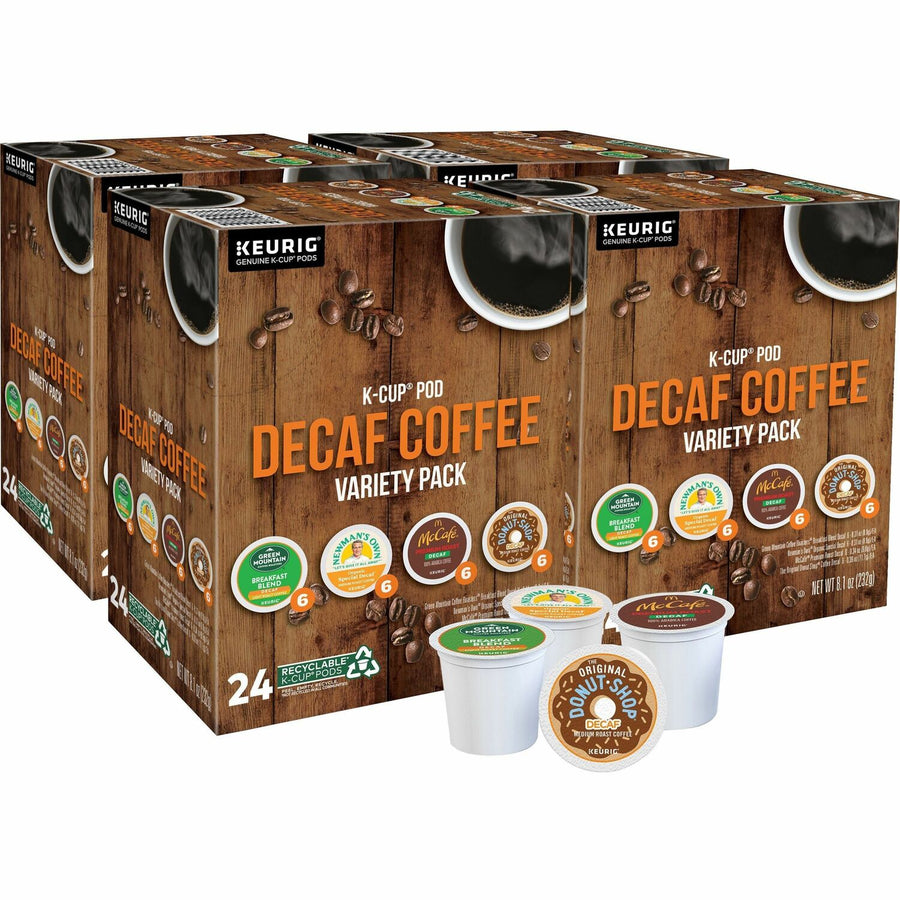 Green Mountain Coffee Variety Sampler Decaf Coffee Pack, 4 / Carton, GMT9977CT