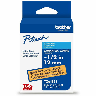 Brother P-touch TZe Laminated Label Tape, Orange, BRTTZEB31CSG