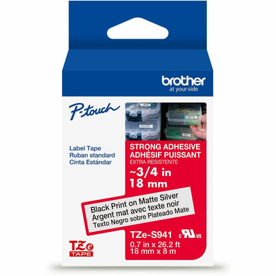 Brother P-touch Tze Label Tape, Matte Silver, BRTTZES941G