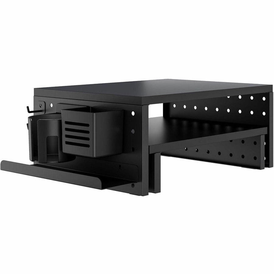 Kantek Pegboard Dual Monitor Risers & Accessories, 16" x 7", Black, KTKPBS530