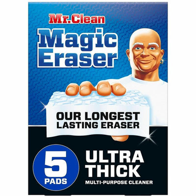 Procter & Gamble Mr. Clean Magic Eraser Sponge, All Purpose Cleaner, Ultra Thick, White, 5 / Pack, PGC12413