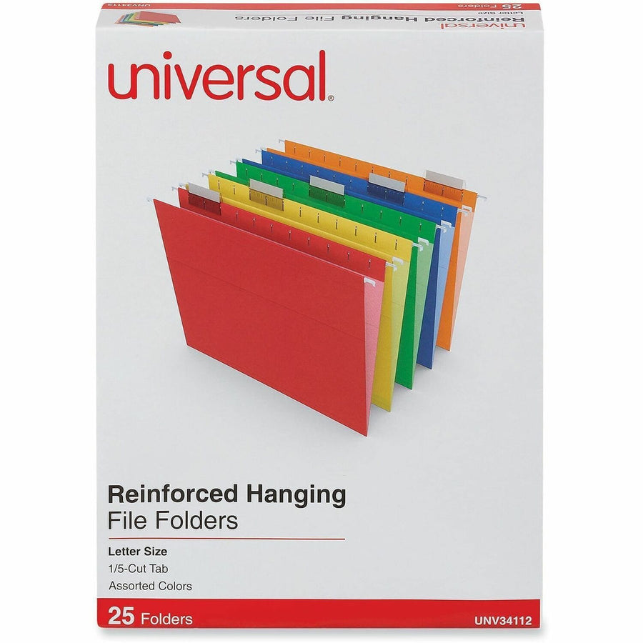Universal Hanging Folder, 12.8" x 9.2", Assorted, Stock, 1/5, 25 / Box, UNV34112