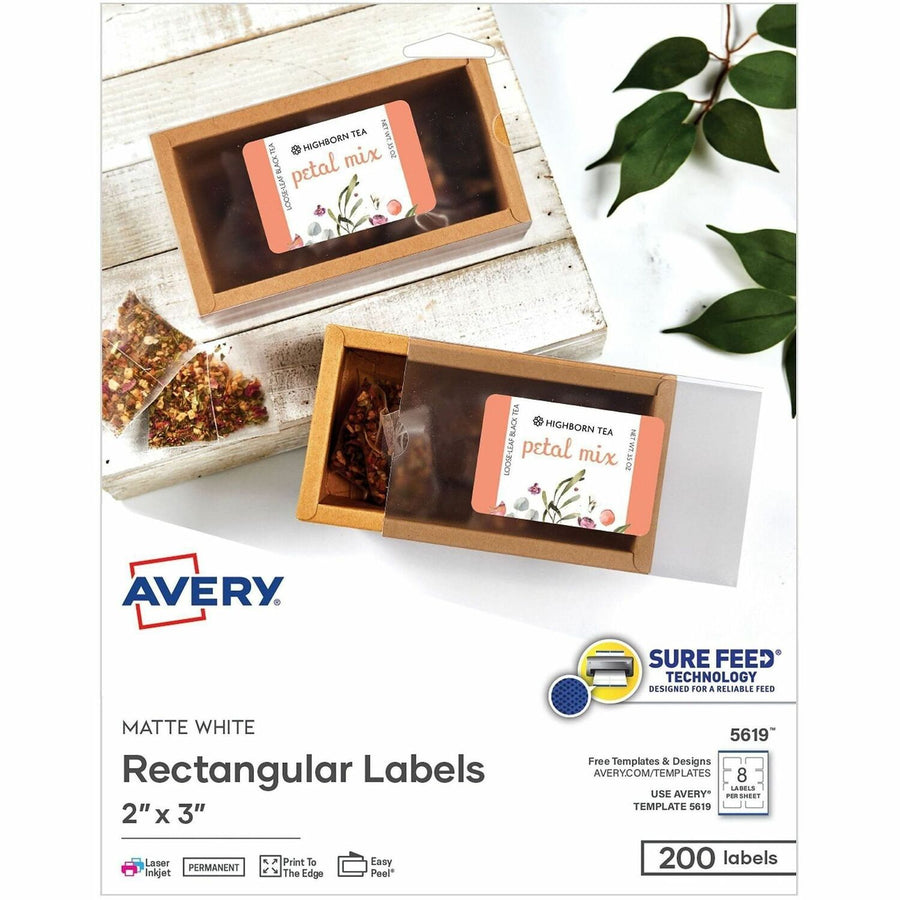Avery Matte White Rectangular Labels, 200 / Pack — view 1