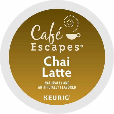 Keurig Dr Pepper . Café Escapes Chai Latte Black Tea Black Tea K-Cup, Pod, Brown, 4 / Carton, GMT6805CT