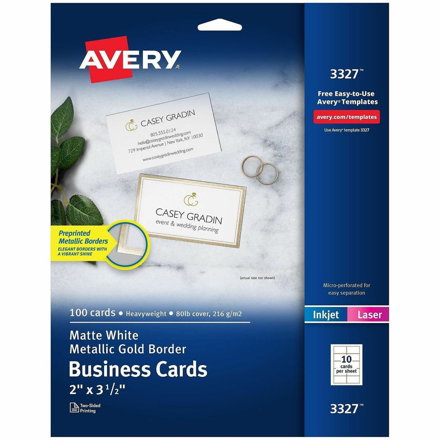 Avery Business Card, White, 2" x 3 1/2", 100 / Pack — view 1