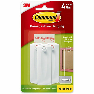 3M Command Sawtooth Picture Hangers, White, 1 Pack, MMM17042ES