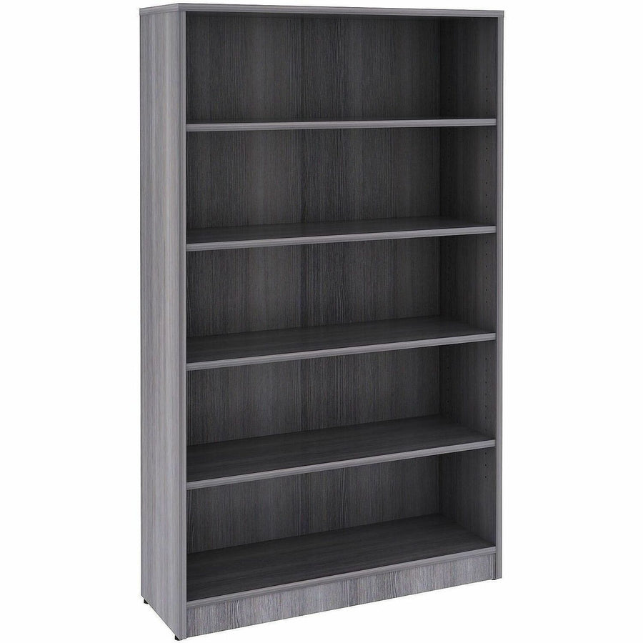 Lorell Weathered Charcoal Laminate Bookcase, 36" x 60", Adjustable Feet, LLR69631