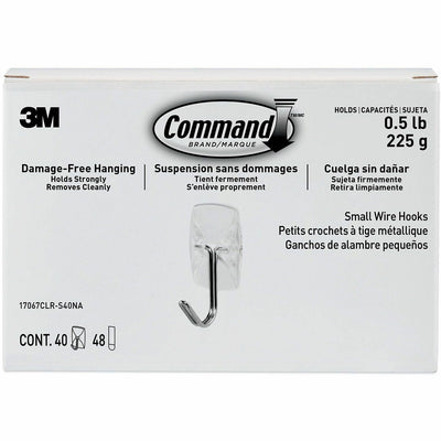 3M Command Adhesive Hanging Utensil Strips, Transparent, Small, MMM17067CLRS40N