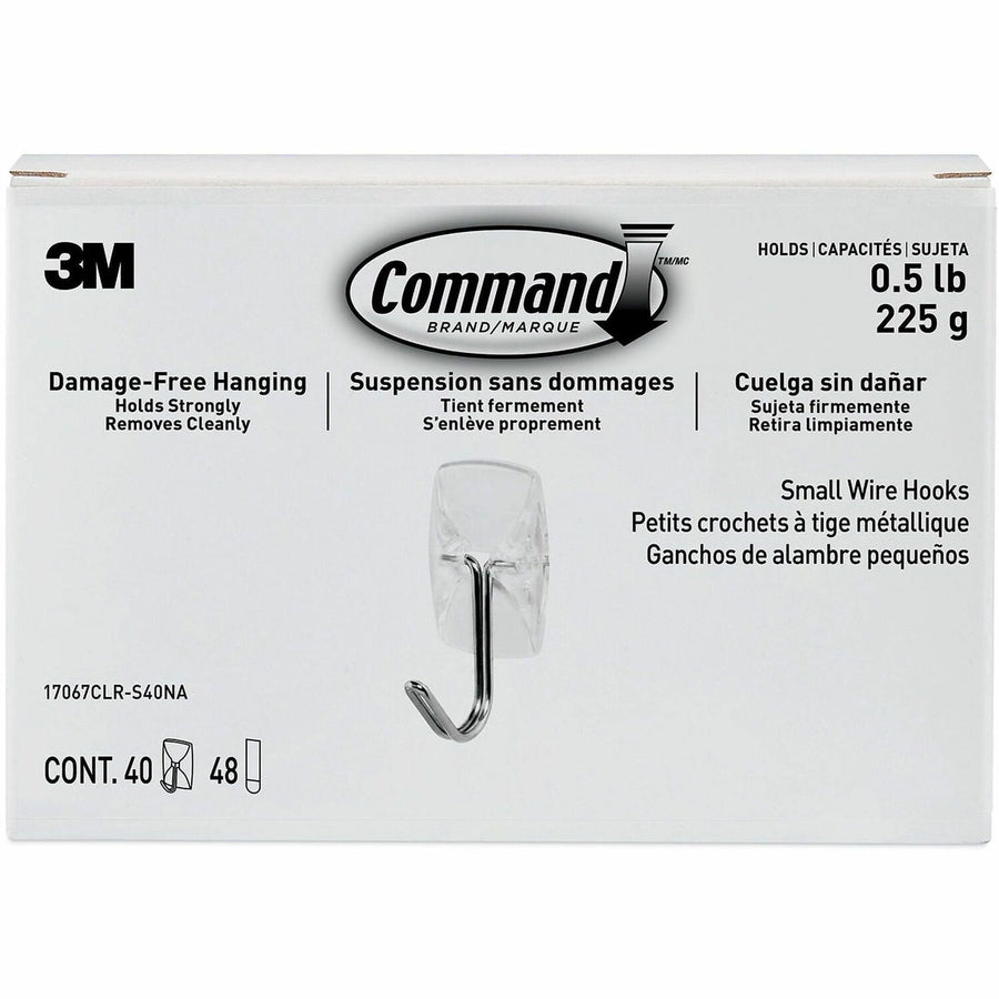 Command Adhesive Hanging Utensil Strips, 0.8" x 1.6", Transparent, Metal, Reusable, 40 / Pack, MMM17067CLRS40N