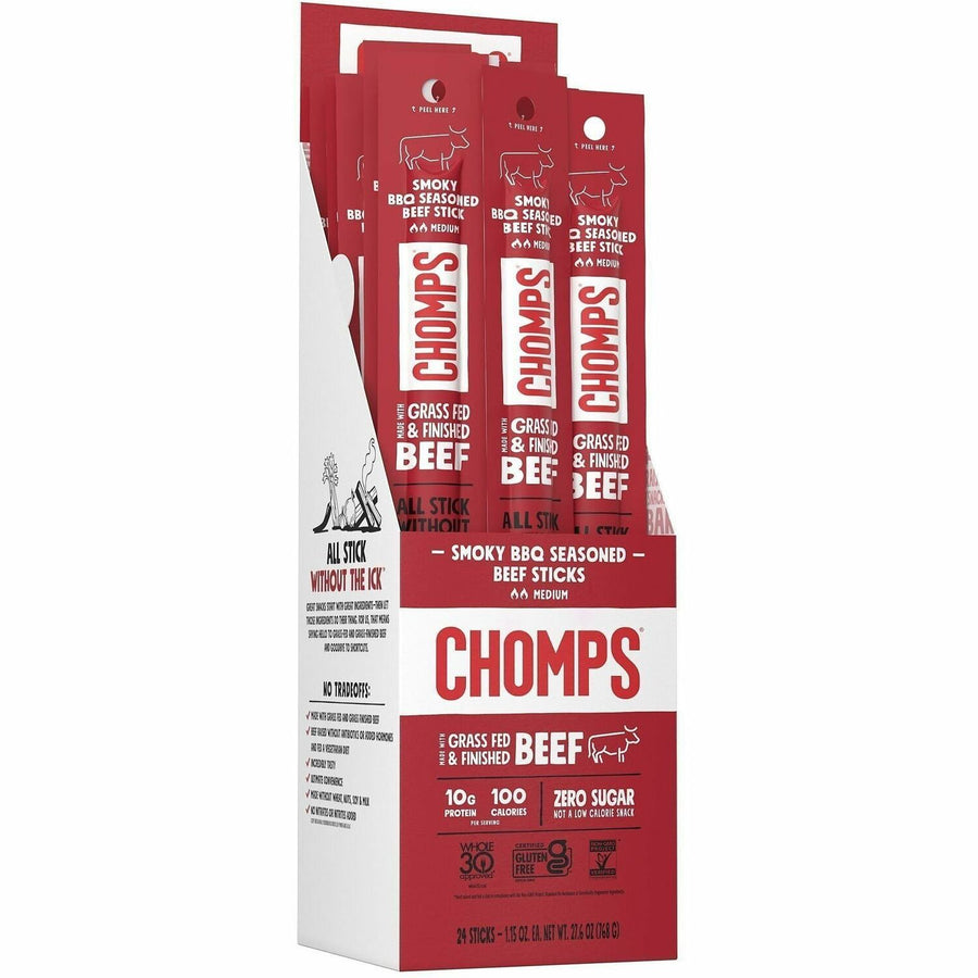 CHOMPS Beef Jerky Sticks, 24 / Pack, CHSCB24