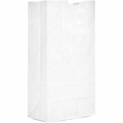 AJM Packaging #16 White Paper Grocery Bags, Bleached Kraft, 500 / Carton, AJMWB16NP5CES