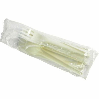 Vegware Compostable Cutlery Kits, White, 250 / Carton, VEGVWKFSWN