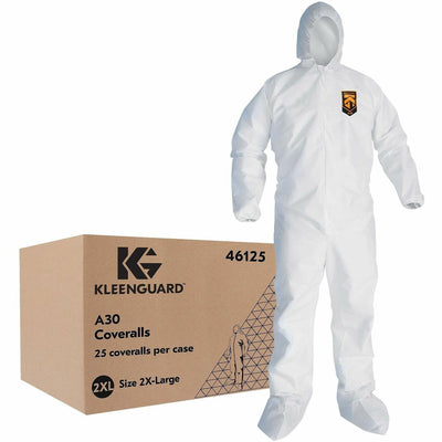 Ansell Health KleenGuard A30 Protection Coveralls, White, 25 / Carton, ANS46125