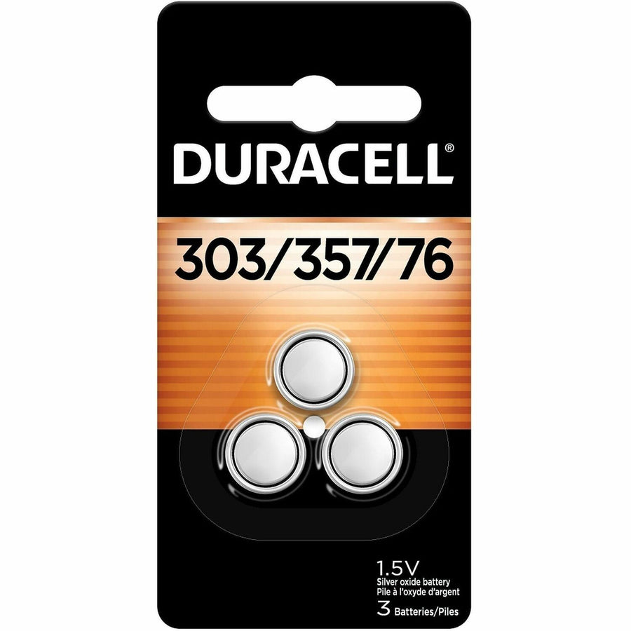 Duracell 303/357 Silver Oxide Button Batteries, 3 / Pack, DURDU3033573