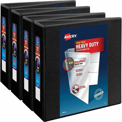 Avery One Touch Ring Heavy-Duty asse Binder, Black, 8 1/2" Width x 11" Length, 4 / Carton, AVE79693CT