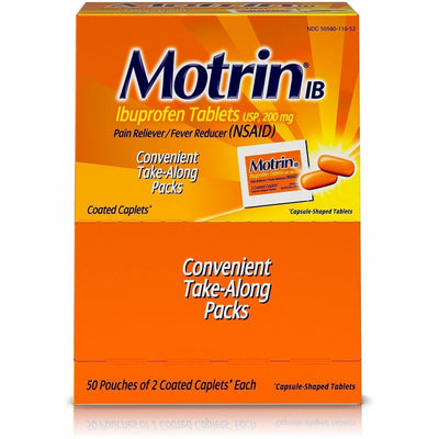 Johnson & Johnson Motrin Ibuprofen Pain Reliever, Orange, 12 / Carton, JOJ48152CT