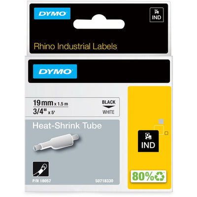 Dymo Rhino Heat Shrink Tube Labels, Black, Vinyl, DYM18057