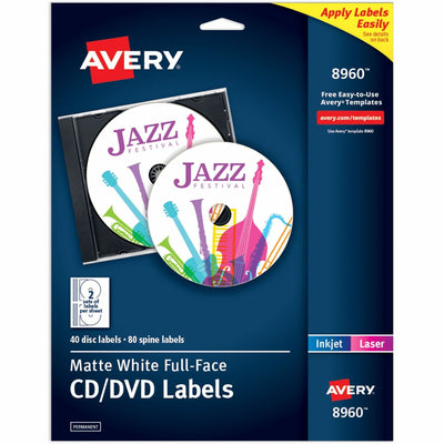 Avery Optical Disc Label, Matte White, 40 / Pack — view 1