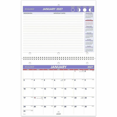 ACCO At-A-Glance Desk Wall Calendar, White, 11", AAGPM17028