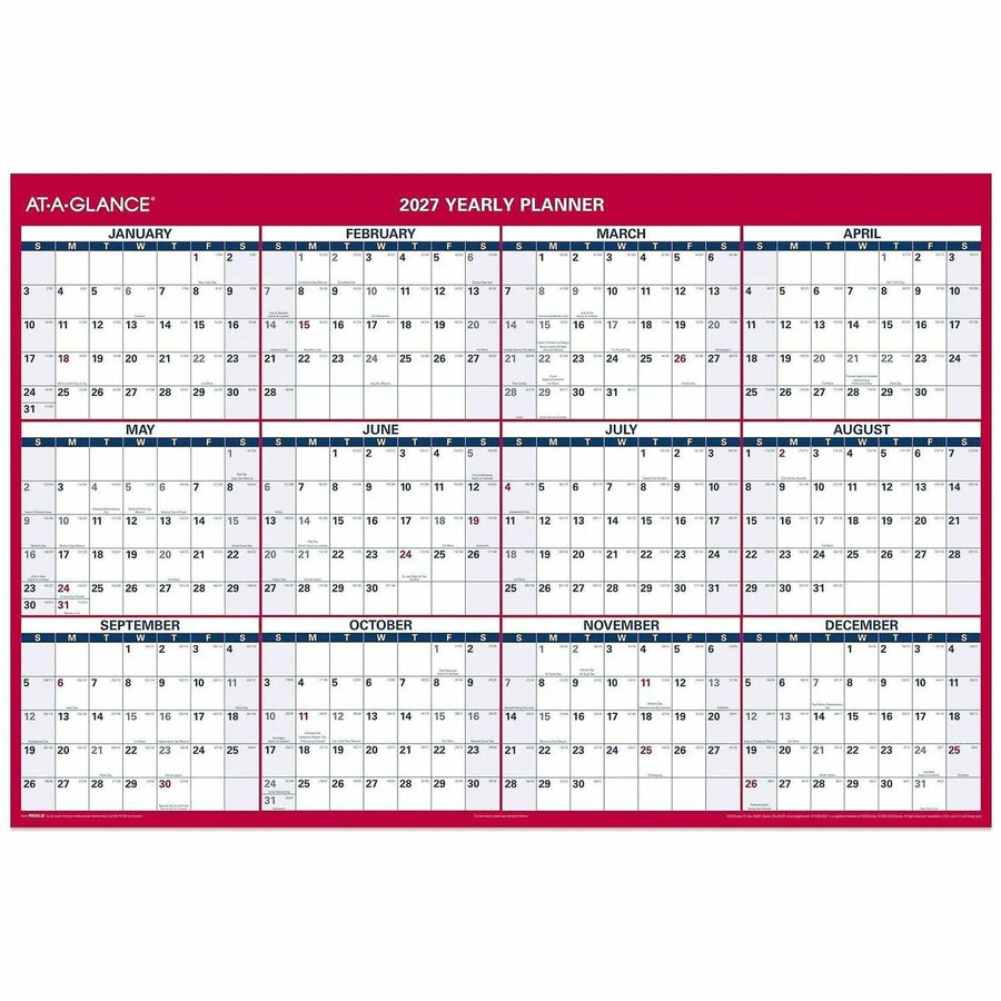 At-A-Glance Vertical Reversible Horizontal Erasable Wall Calendar, 12 Month, Yearly, January 2026 - December 2026, 48" x 32", AAGPM32628