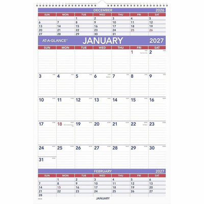 ACCO At-A-Glance 3-Month Wall Calendar, White, 15 1/2", AAGPM628