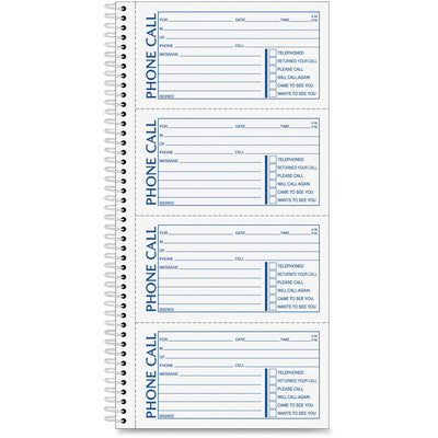 TOPS Adams Spiral Bound Phone Message Books, 5.25" Width x 11" Length, ABFSC1154D