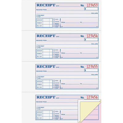 TOPS Adams Tapebound 3-part Money Receipt Book, Pink, ABFTC1182