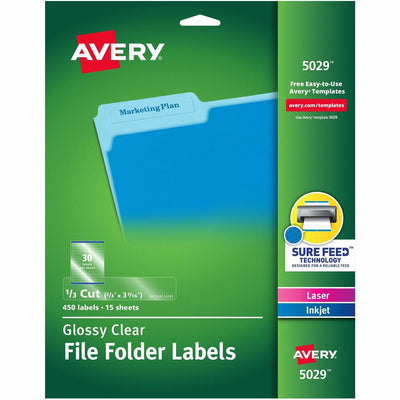 Avery Clear Top Tab Filing Labels, 450 / Pack, AVE5029