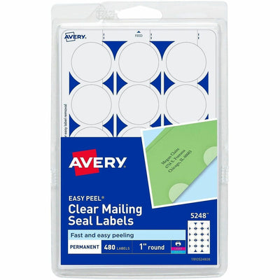 Avery Printable Mailing Seals, Clear, 1" Diameter, 480 Labels ), 1 Pack — view 1