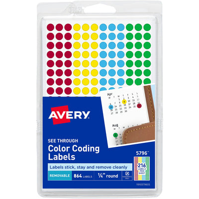 Avery Assorted Removable See-Through Color Dots, Yellow, 860 / Pack — view 1