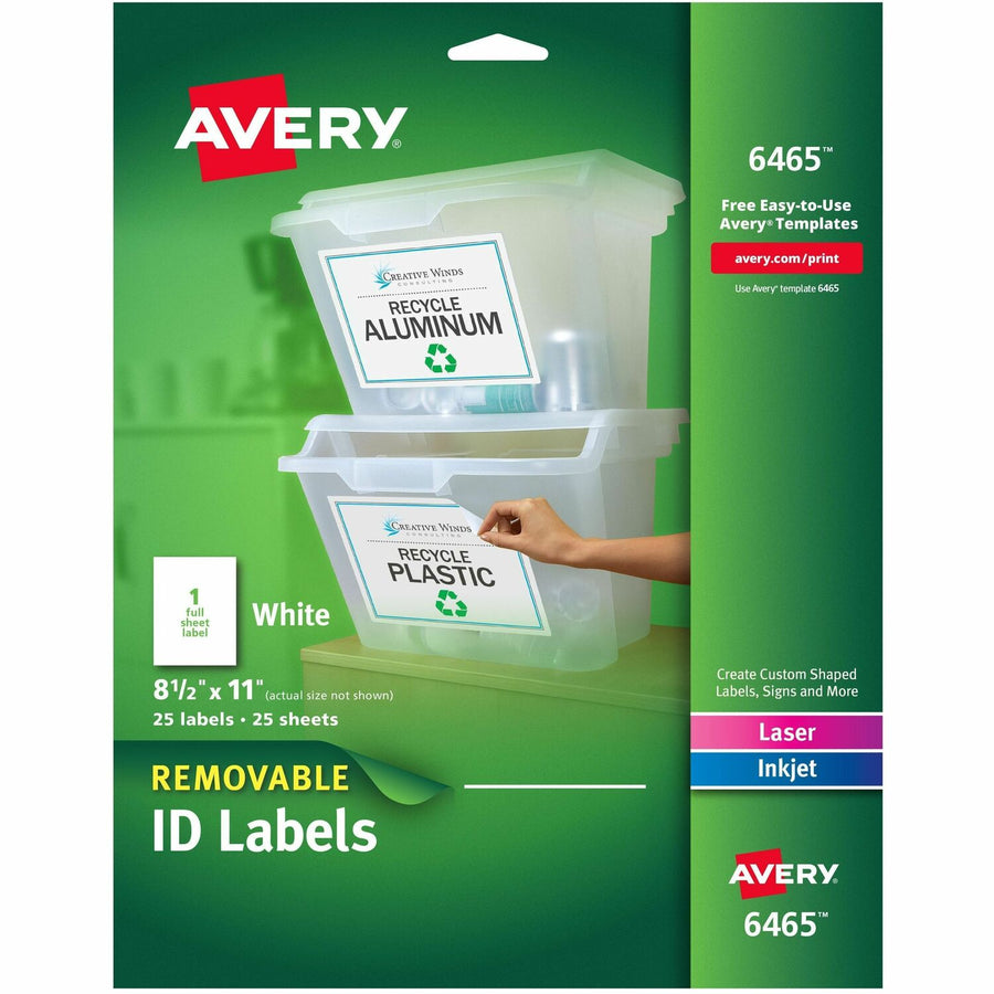 Avery ID Label, White, 25 / Pack — view 1