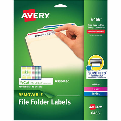 Avery Removable Laser/Inkjet Filing Labels, Yellow, 750 / Pack — view 1