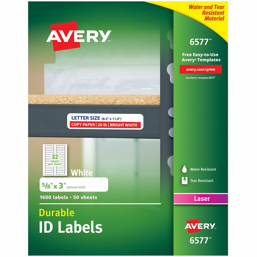 Avery Permanent Durable ID Laser Labels, White, 1600 / Pack — view 1