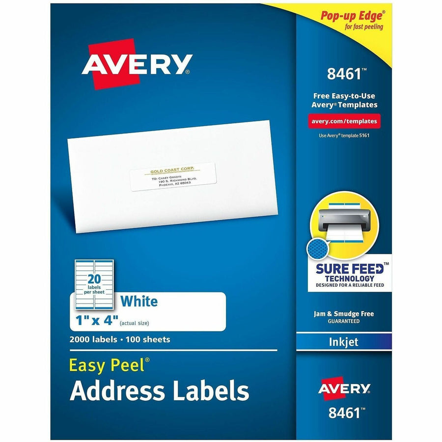 Avery Easy Peel Address Labels, 1" x 4", 2,000 White Labels ), 2000 / Box — view 1