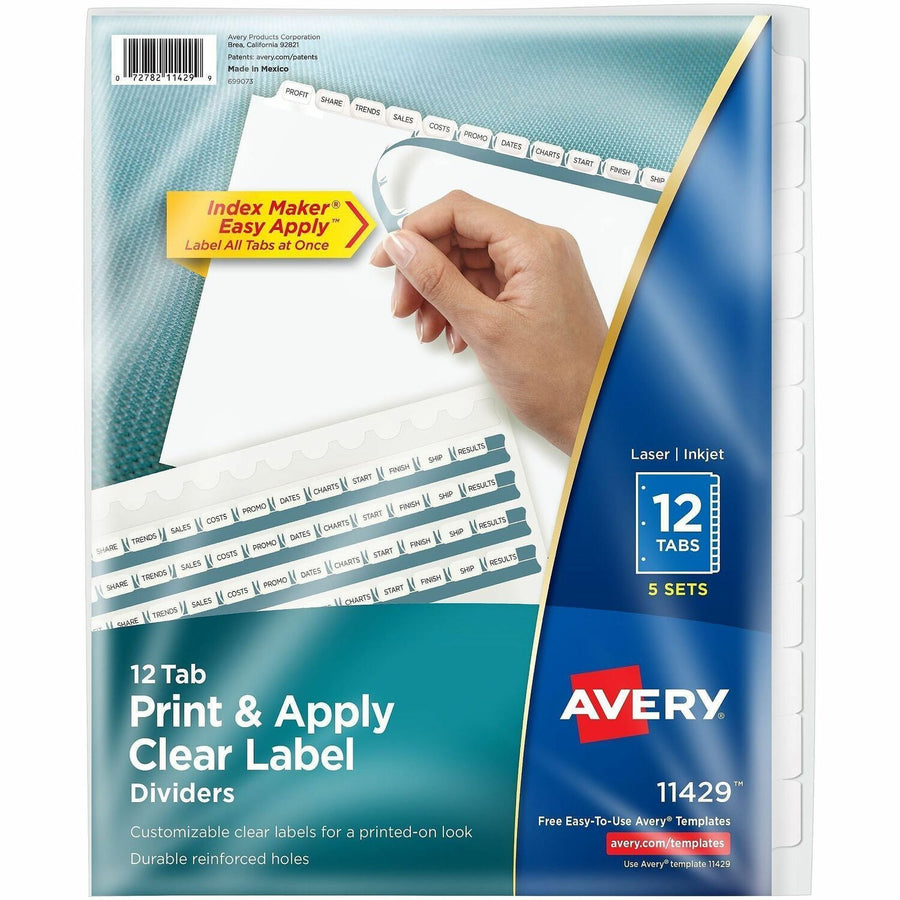 Avery 12 Tab Print & Apply Dividers, Index Maker(R), 5 Sets ), White, 1 Pack — view 1
