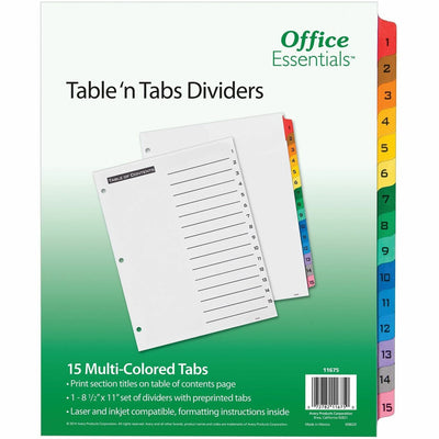 Avery Office Essentials Table 'n Tabs Dividers, White, 1 Set — view 1