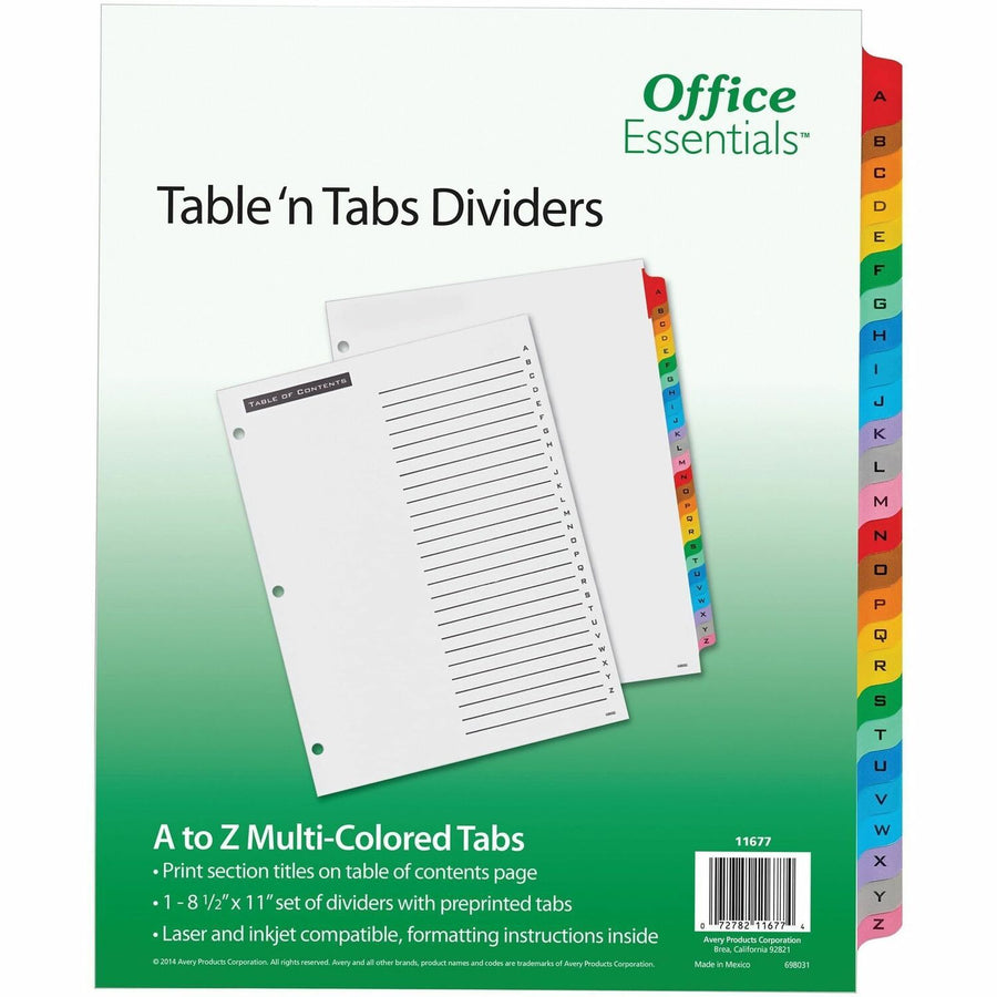 Avery A-Z Table 'N Tabs Dividers, White, 1 Set — view 1