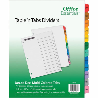 Avery Table 'N Tab Monthly Divider Set, White, 1 Set — view 1