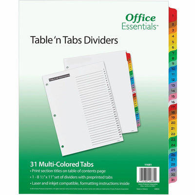 Avery Table 'N Tabs Daily Dividers, White, 1 Set — view 1