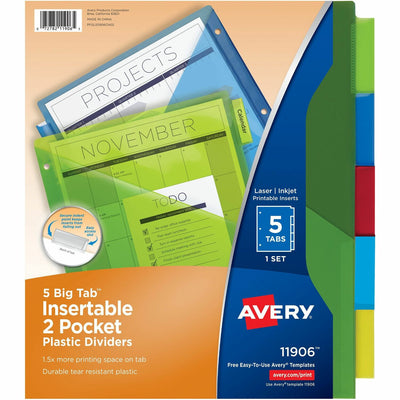 Avery Big Tab Insertable 2-Pocket Dividers, Multicolor, 1 Set — view 1
