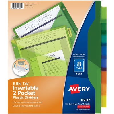 Avery Big Tab Insertable 2-Pocket Dividers, Multicolor, 1 Set — view 1