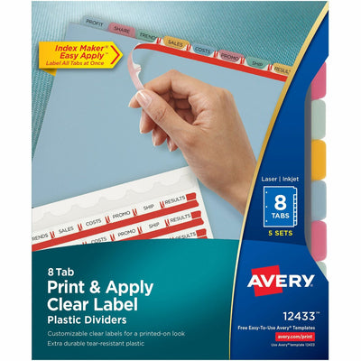 Avery Print & Apply Translucent Dividers, 1 Pack, AVE12433
