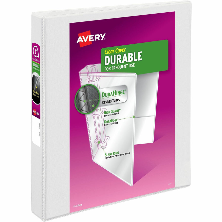 Avery Durable View 3 Ring Binder, White, 8 1/2" Width x 11" Length, 12EA/CT — view 1