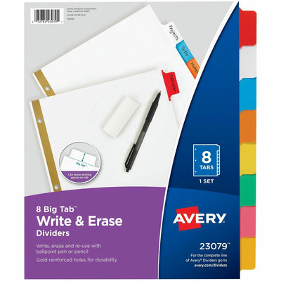 Avery Big Tab Write & Erase 8-Tab Dividers ), White, 1 Set — view 1